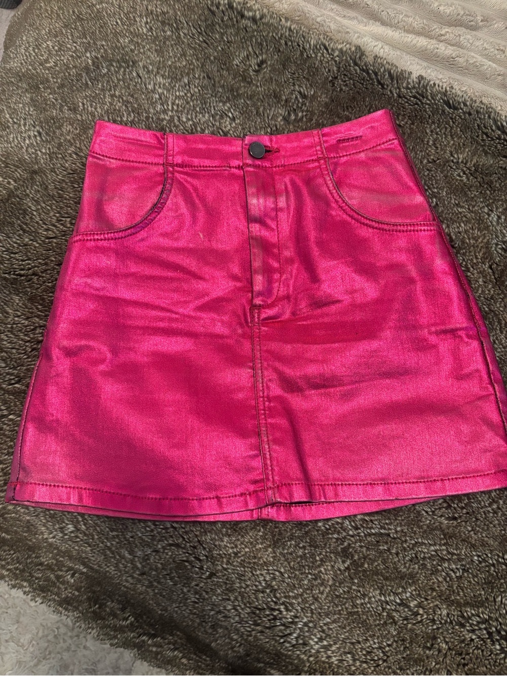 Topshop Shimmery Fuchsia Mini Skirt